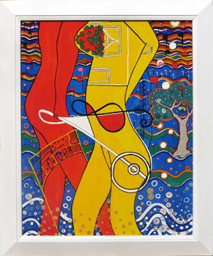 Kopfloser Tonfall - Kasein auf Leinwandkarton - 40 x 50cm