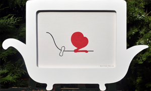 Kniendes Herz bevor es baden ging - Kasein auf Leinenkarton - 82 x 50,5cm Unikatrahmen