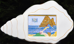 Algarve, Wetter wie im Bilderbuch - Kasein auf 100% Hadern - 103 x 60cm Unikatrahmen