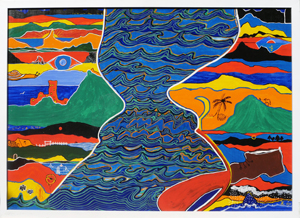 Auf verschiedener Welle - Kasein auf Leinwandkarton - 72 x 54cm